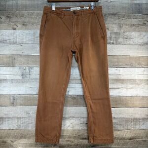 Fat Face Coastal Slim Chino Pants Mens 32S Rust Red Pigment Dyed Cotton Twill